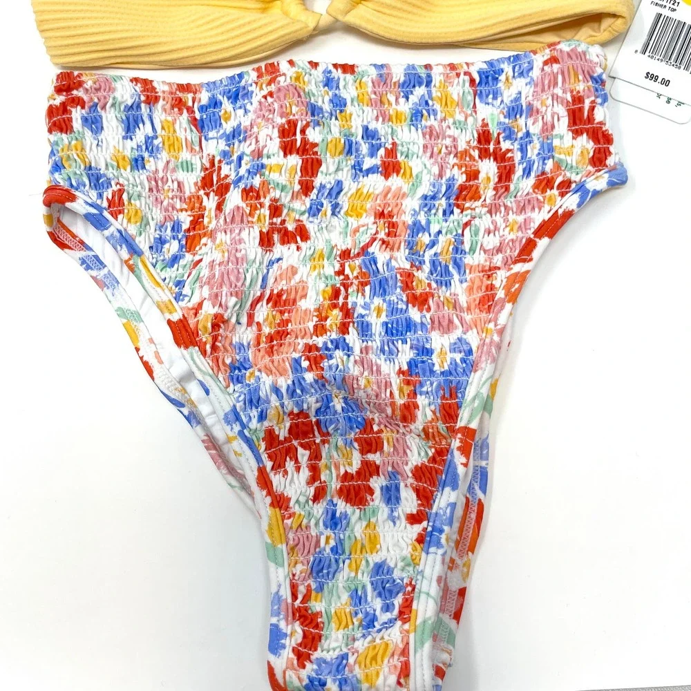 L*SPACE Fisher Barlette Bikini Set In Golden Hour Flowers Forever Small New